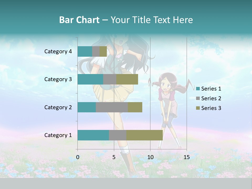 Two Anime Girls In A Field With A Sky Background PowerPoint Template