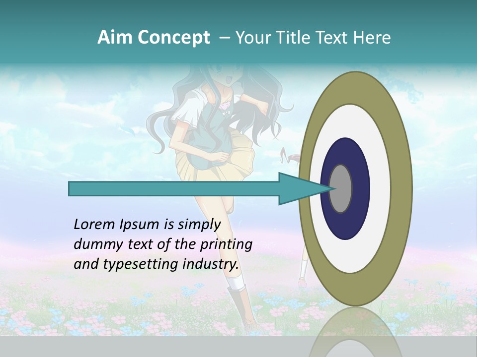 Two Anime Girls In A Field With A Sky Background PowerPoint Template
