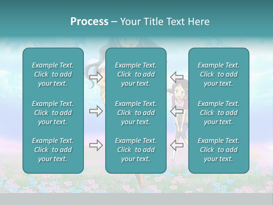 Two Anime Girls In A Field With A Sky Background PowerPoint Template