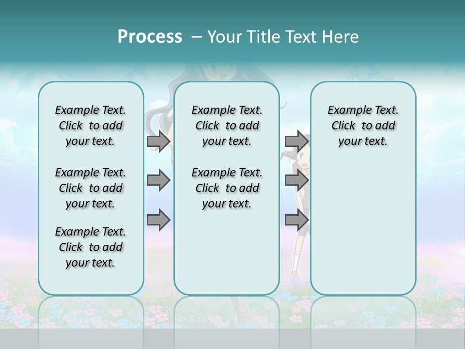 Two Anime Girls In A Field With A Sky Background PowerPoint Template