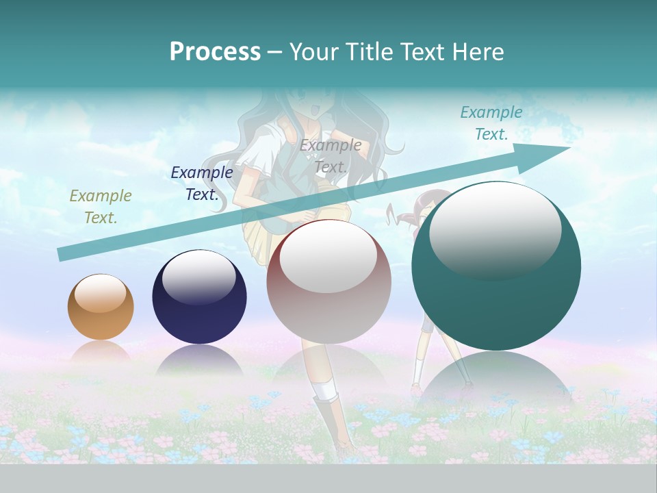 Two Anime Girls In A Field With A Sky Background PowerPoint Template