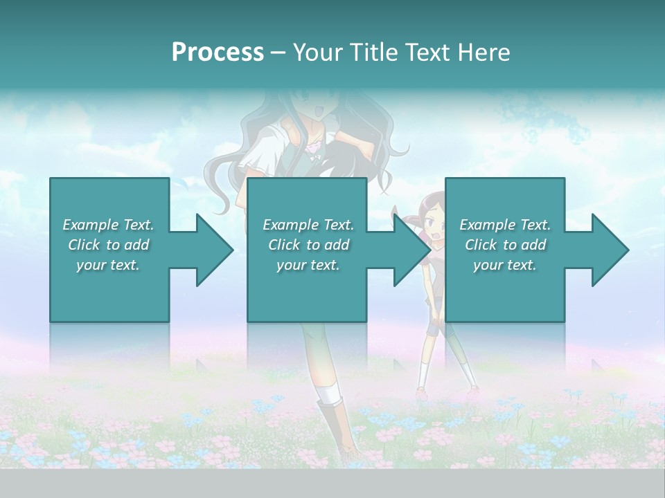 Two Anime Girls In A Field With A Sky Background PowerPoint Template