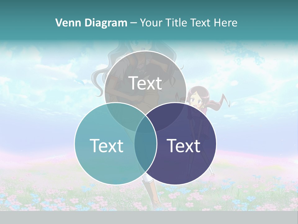 Two Anime Girls In A Field With A Sky Background PowerPoint Template