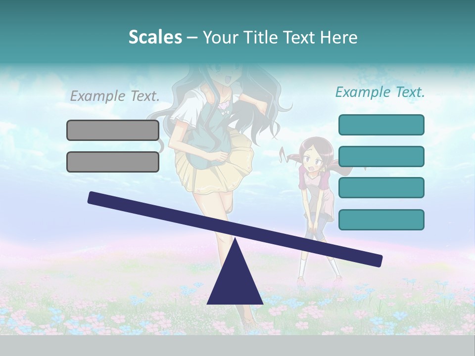 Two Anime Girls In A Field With A Sky Background PowerPoint Template