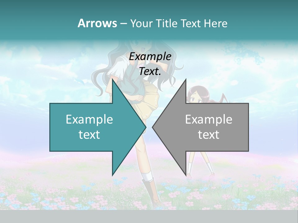 Two Anime Girls In A Field With A Sky Background PowerPoint Template