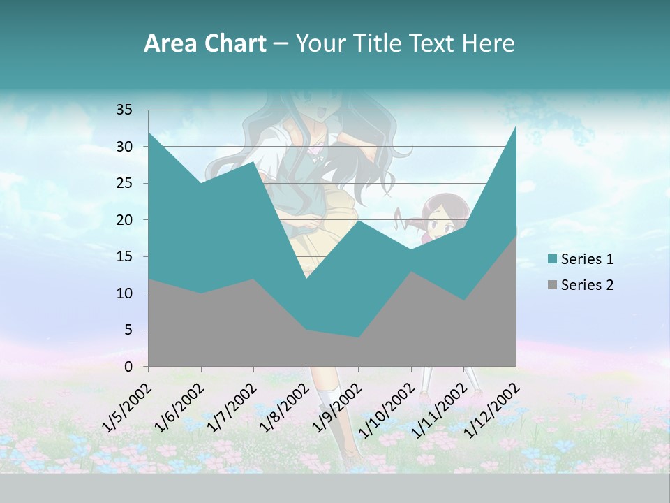 Two Anime Girls In A Field With A Sky Background PowerPoint Template