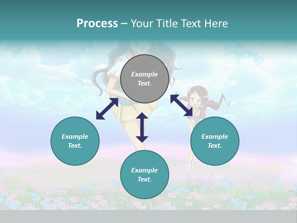 Two Anime Girls In A Field With A Sky Background PowerPoint Template