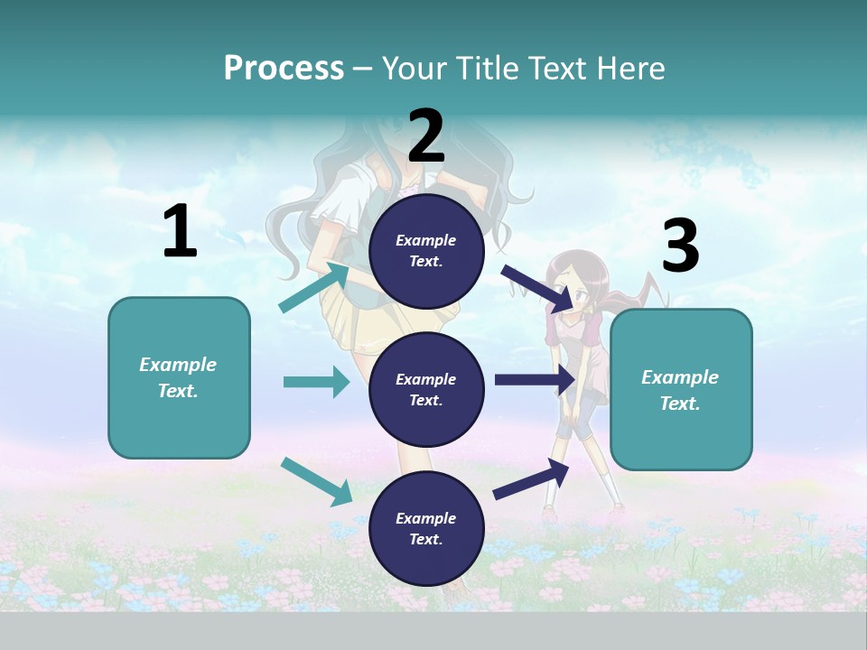 Two Anime Girls In A Field With A Sky Background PowerPoint Template