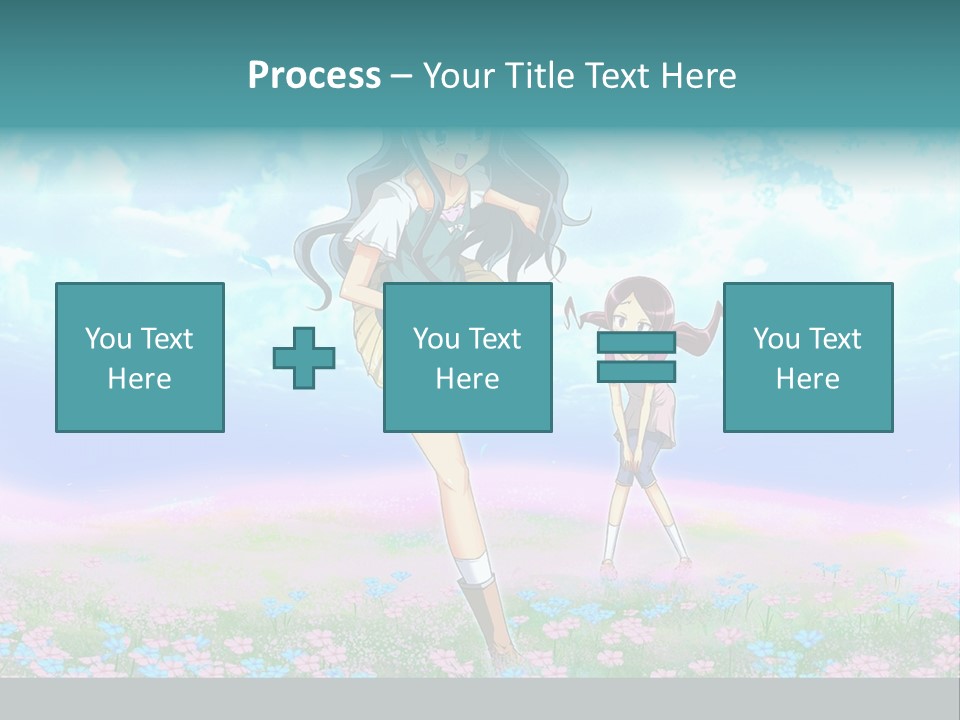 Two Anime Girls In A Field With A Sky Background PowerPoint Template