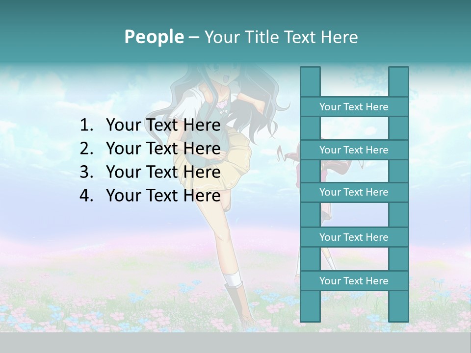 Two Anime Girls In A Field With A Sky Background PowerPoint Template