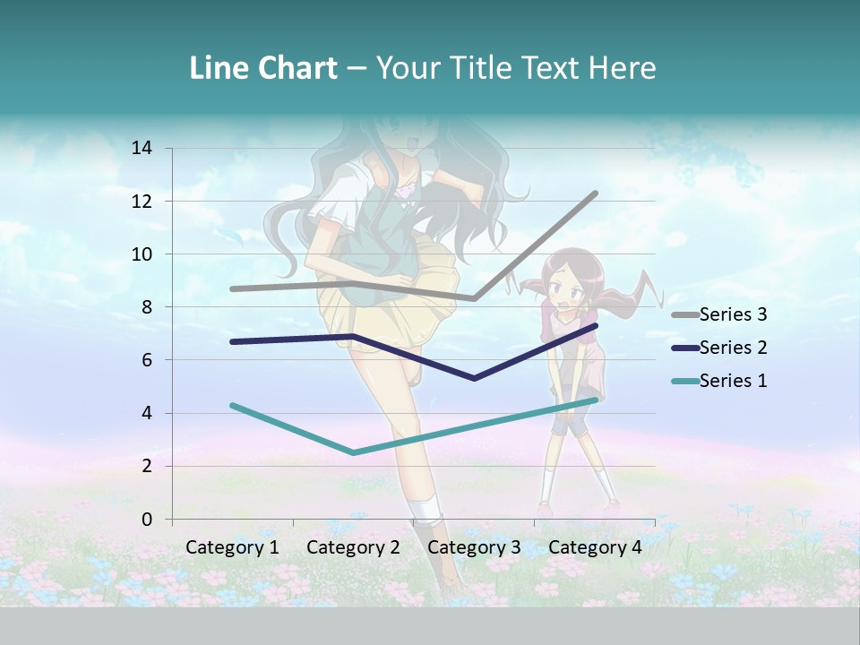 Two Anime Girls In A Field With A Sky Background PowerPoint Template