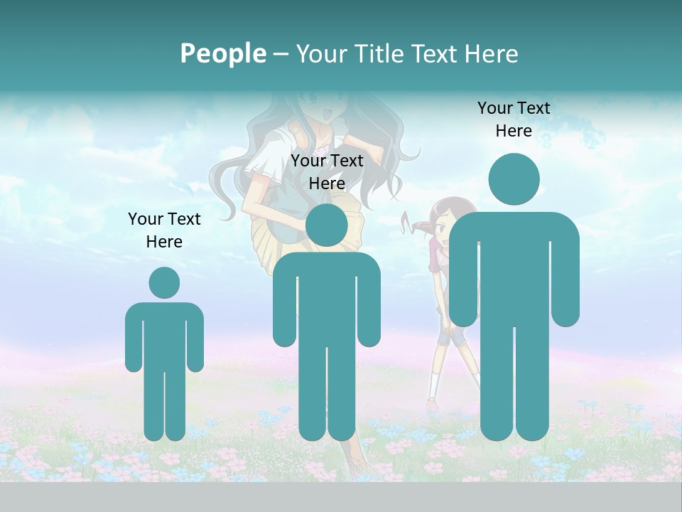 Two Anime Girls In A Field With A Sky Background PowerPoint Template