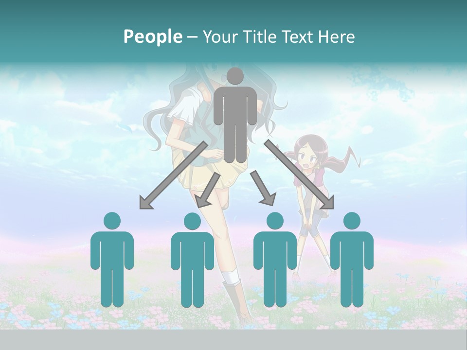 Two Anime Girls In A Field With A Sky Background PowerPoint Template