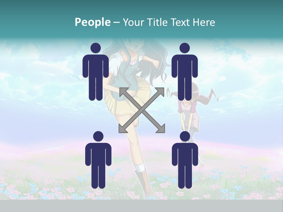 Two Anime Girls In A Field With A Sky Background PowerPoint Template