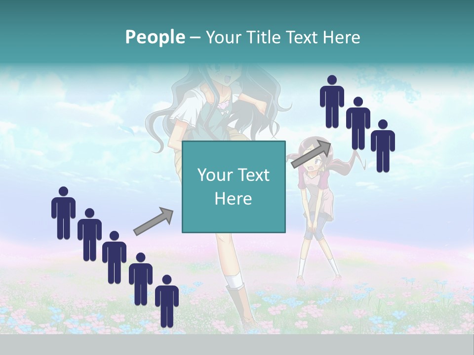 Two Anime Girls In A Field With A Sky Background PowerPoint Template