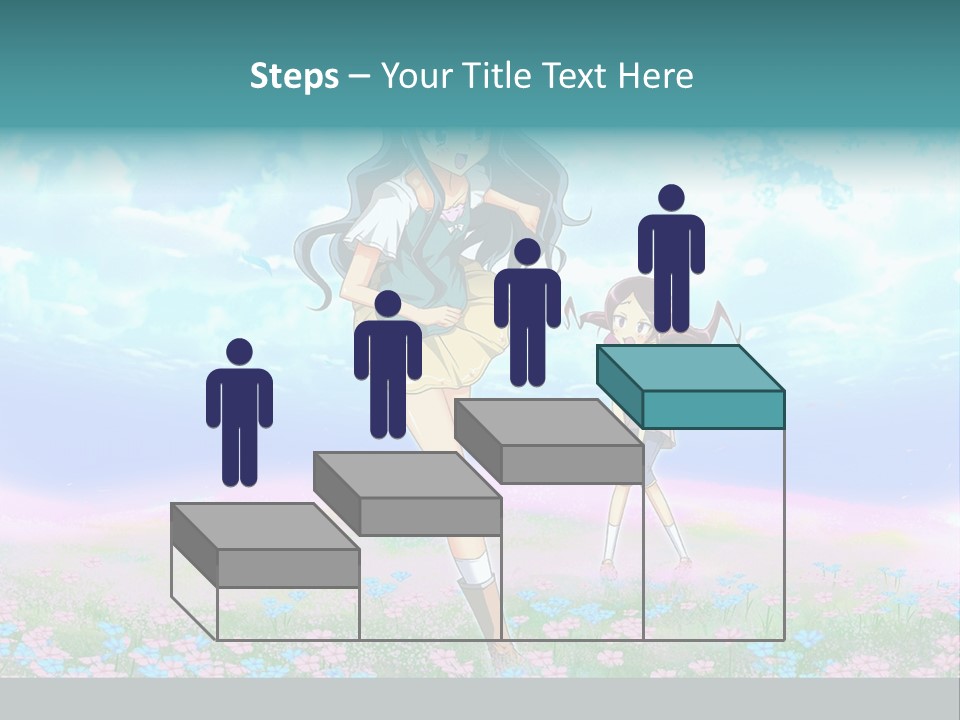 Two Anime Girls In A Field With A Sky Background PowerPoint Template