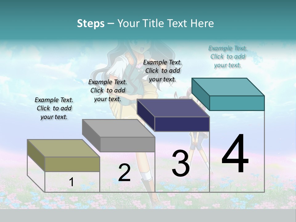 Two Anime Girls In A Field With A Sky Background PowerPoint Template