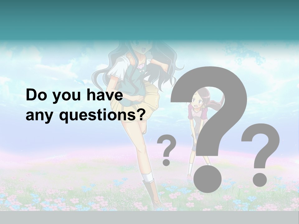 Two Anime Girls In A Field With A Sky Background PowerPoint Template