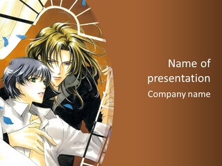 A Couple Of Anime Characters In Front Of A Clock PowerPoint Template