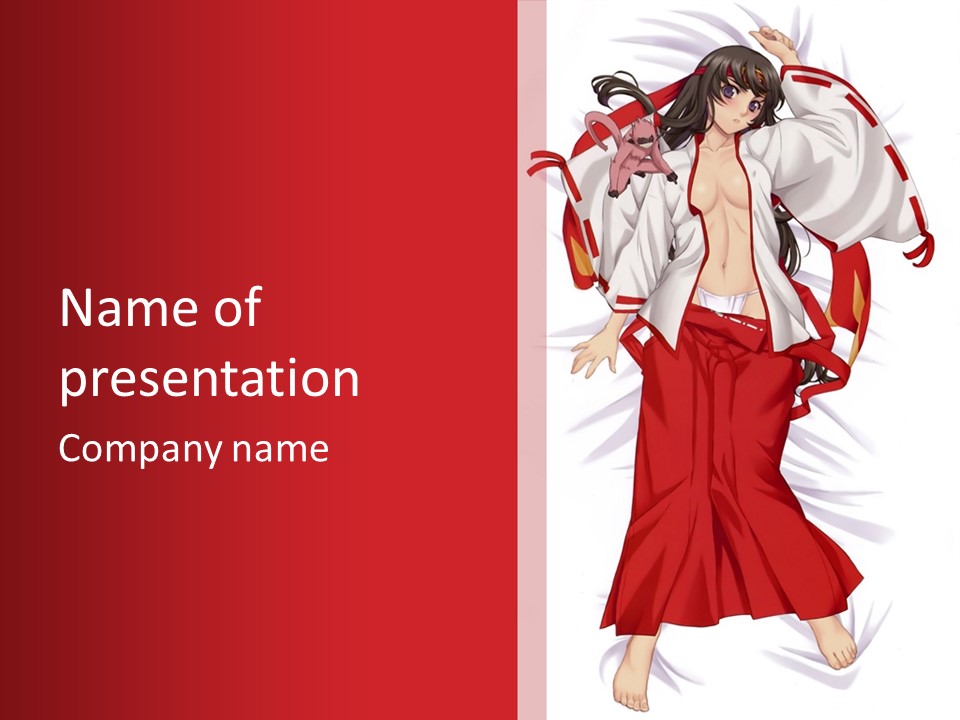 A Woman In A Kimono Is Standing In Front Of A Red And White Background PowerPoint Template