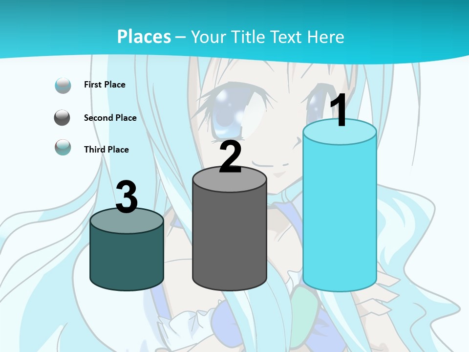 A Girl With Long Blue Hair And Blue Eyes PowerPoint Template