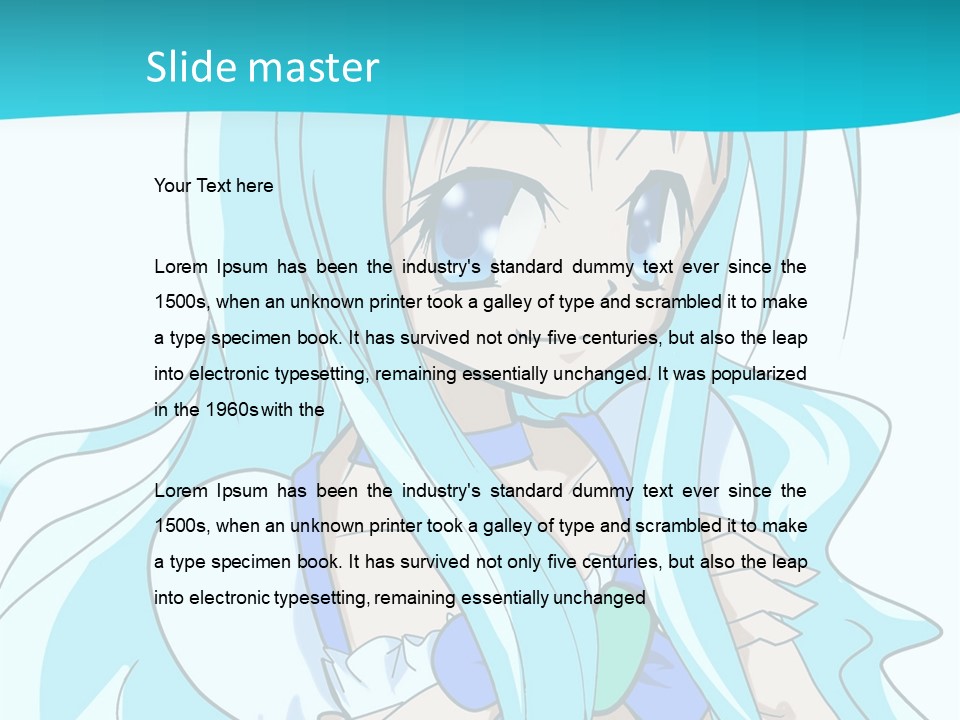 A Girl With Long Blue Hair And Blue Eyes PowerPoint Template