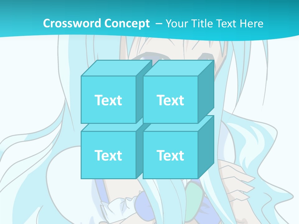 A Girl With Long Blue Hair And Blue Eyes PowerPoint Template