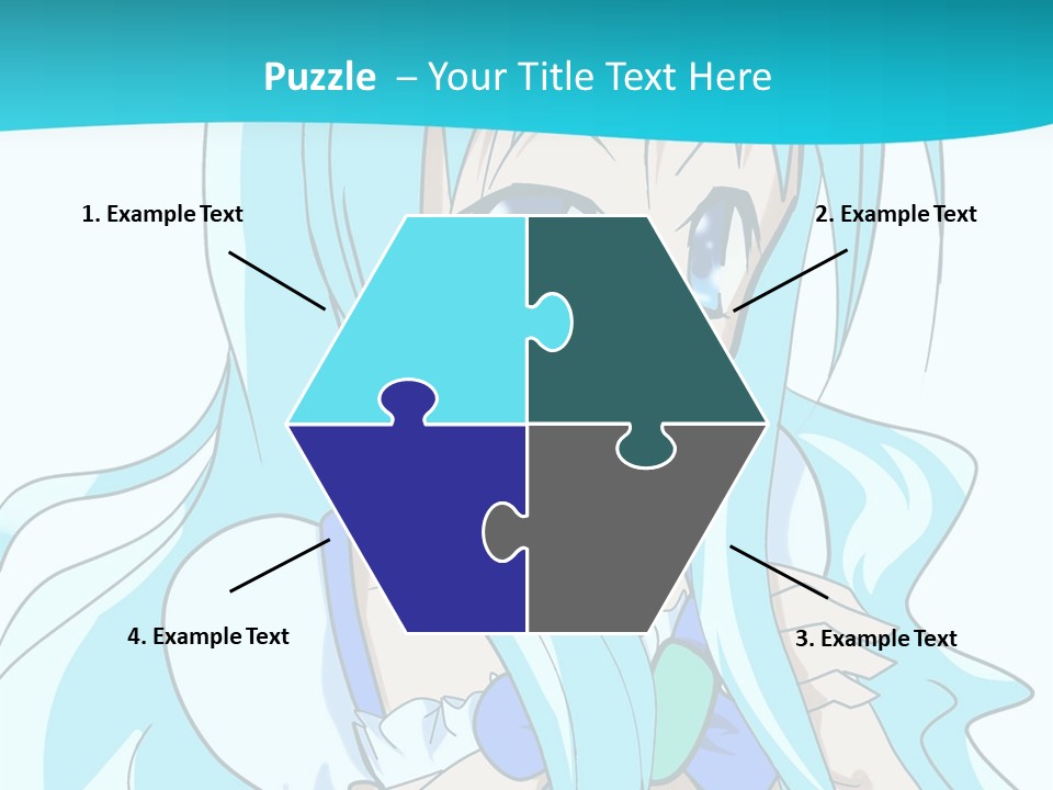 A Girl With Long Blue Hair And Blue Eyes PowerPoint Template