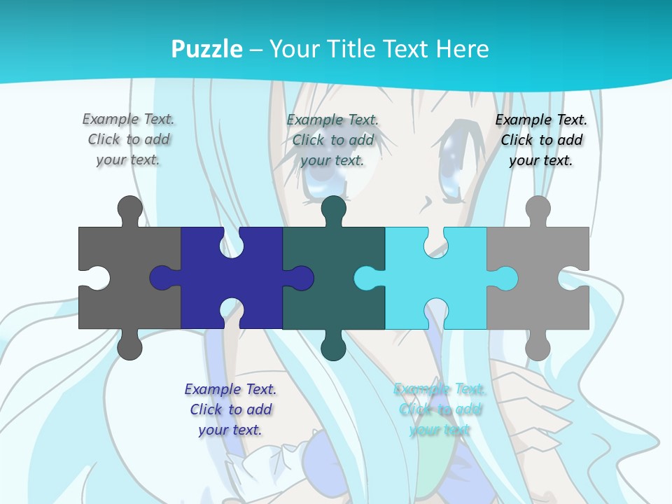 A Girl With Long Blue Hair And Blue Eyes PowerPoint Template