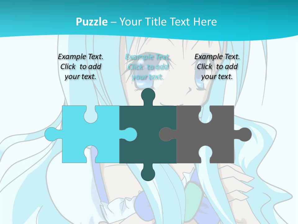 A Girl With Long Blue Hair And Blue Eyes PowerPoint Template