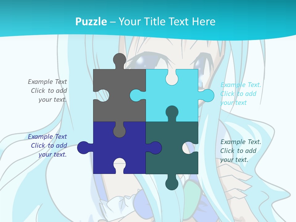 A Girl With Long Blue Hair And Blue Eyes PowerPoint Template