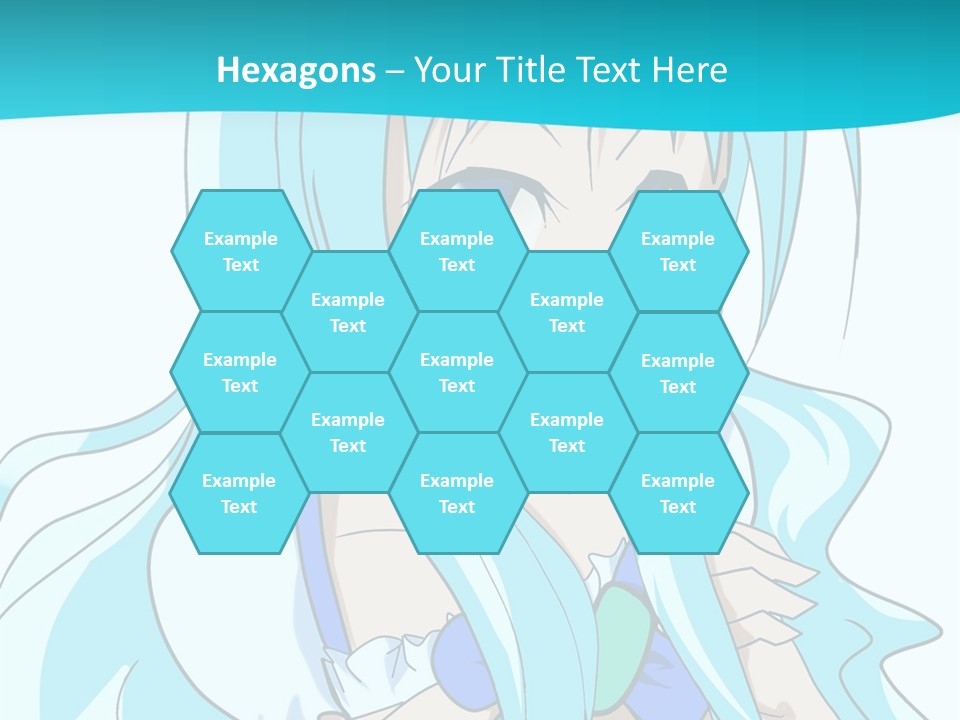 A Girl With Long Blue Hair And Blue Eyes PowerPoint Template