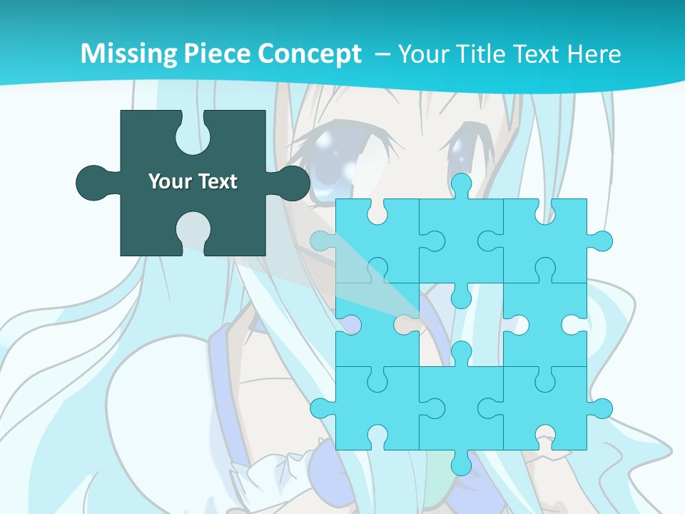 A Girl With Long Blue Hair And Blue Eyes PowerPoint Template