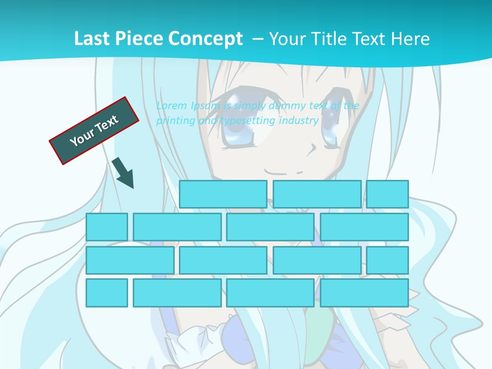 A Girl With Long Blue Hair And Blue Eyes PowerPoint Template