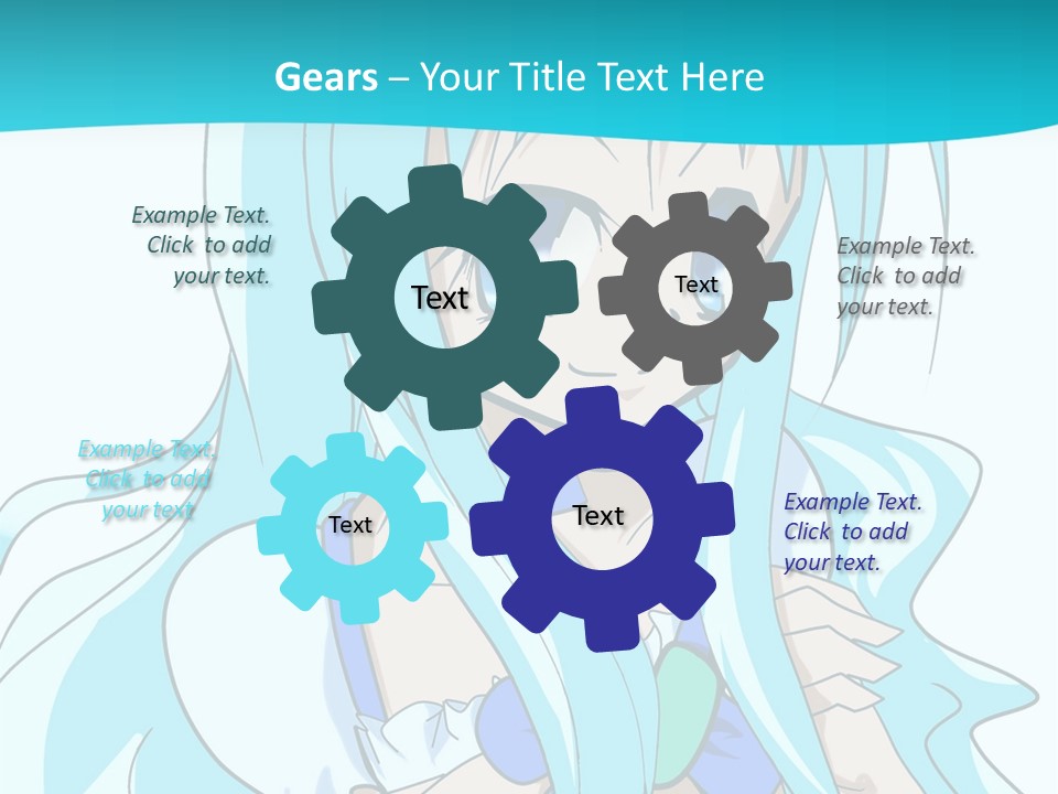 A Girl With Long Blue Hair And Blue Eyes PowerPoint Template