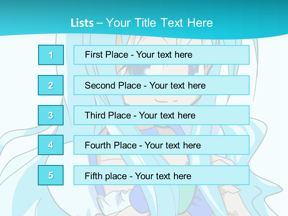 A Girl With Long Blue Hair And Blue Eyes PowerPoint Template