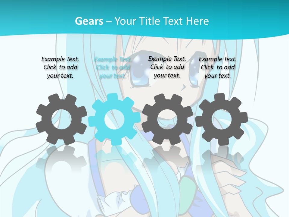 A Girl With Long Blue Hair And Blue Eyes PowerPoint Template