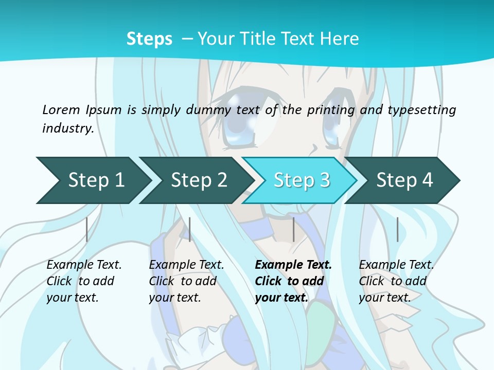 A Girl With Long Blue Hair And Blue Eyes PowerPoint Template