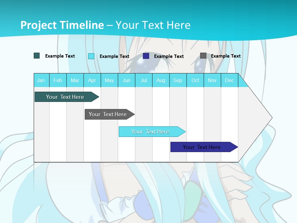 A Girl With Long Blue Hair And Blue Eyes PowerPoint Template