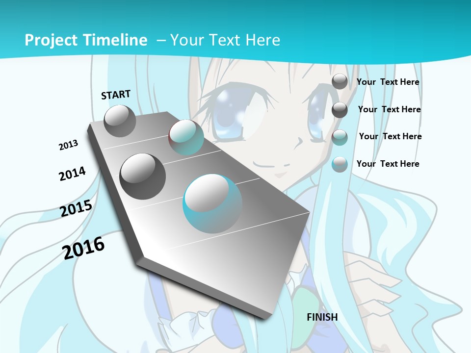 A Girl With Long Blue Hair And Blue Eyes PowerPoint Template