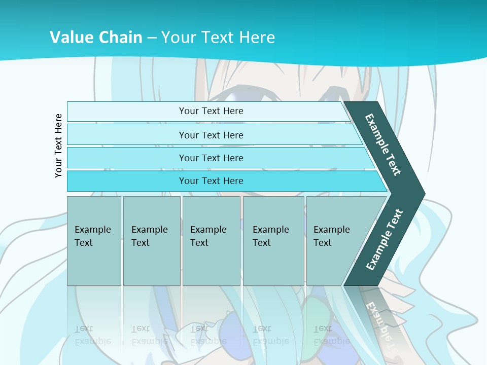 A Girl With Long Blue Hair And Blue Eyes PowerPoint Template