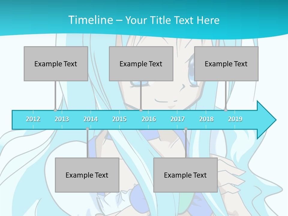 A Girl With Long Blue Hair And Blue Eyes PowerPoint Template