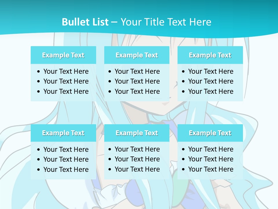 A Girl With Long Blue Hair And Blue Eyes PowerPoint Template