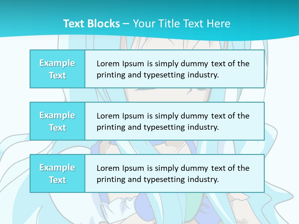 A Girl With Long Blue Hair And Blue Eyes PowerPoint Template