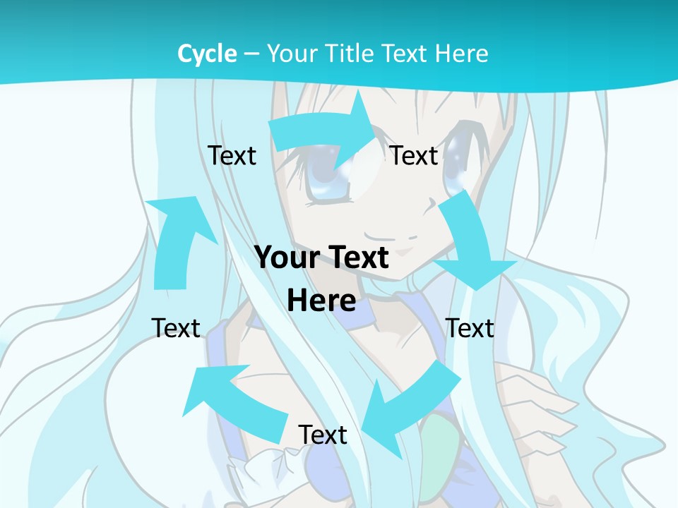 A Girl With Long Blue Hair And Blue Eyes PowerPoint Template