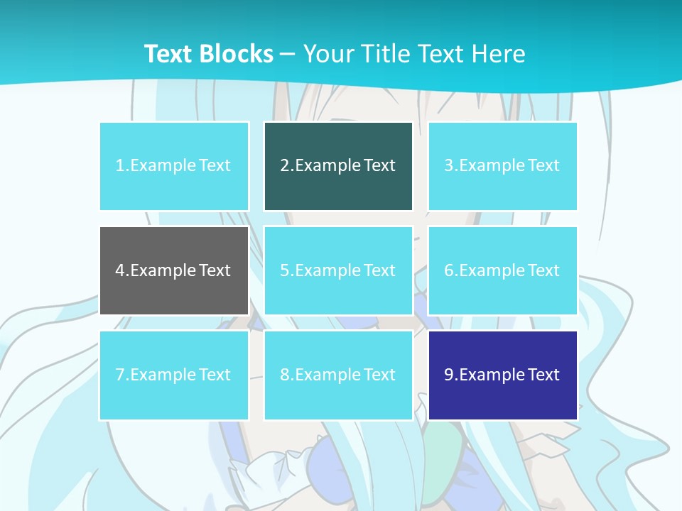 A Girl With Long Blue Hair And Blue Eyes PowerPoint Template