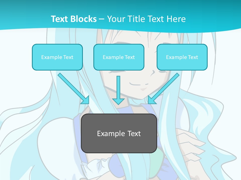 A Girl With Long Blue Hair And Blue Eyes PowerPoint Template