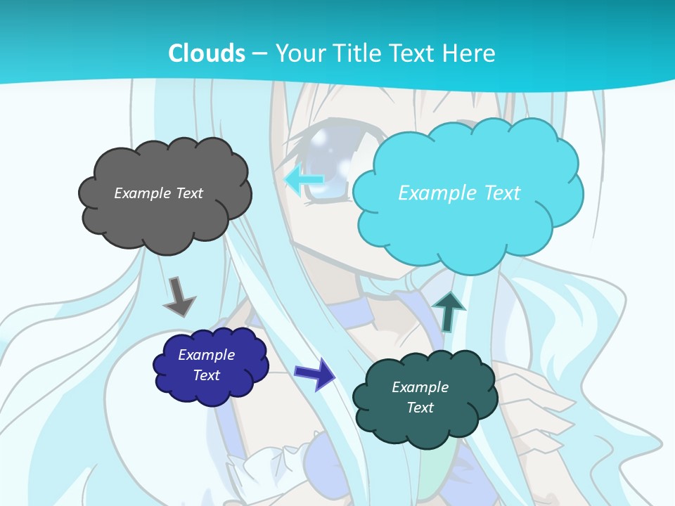 A Girl With Long Blue Hair And Blue Eyes PowerPoint Template