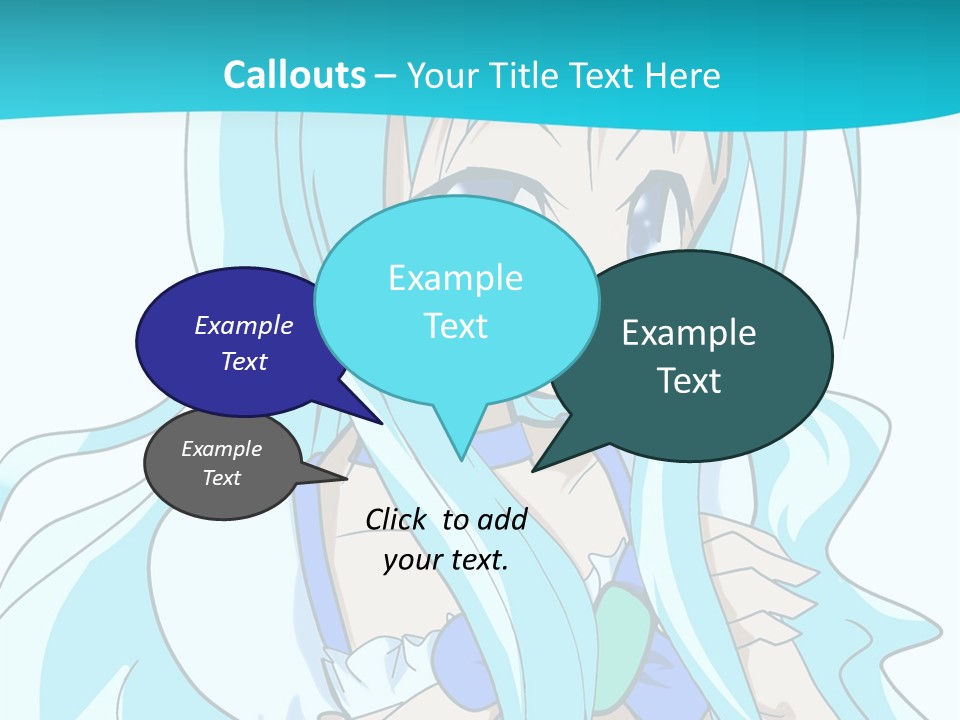 A Girl With Long Blue Hair And Blue Eyes PowerPoint Template