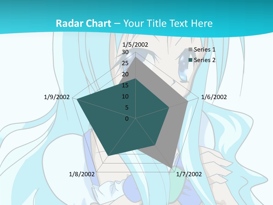 A Girl With Long Blue Hair And Blue Eyes PowerPoint Template